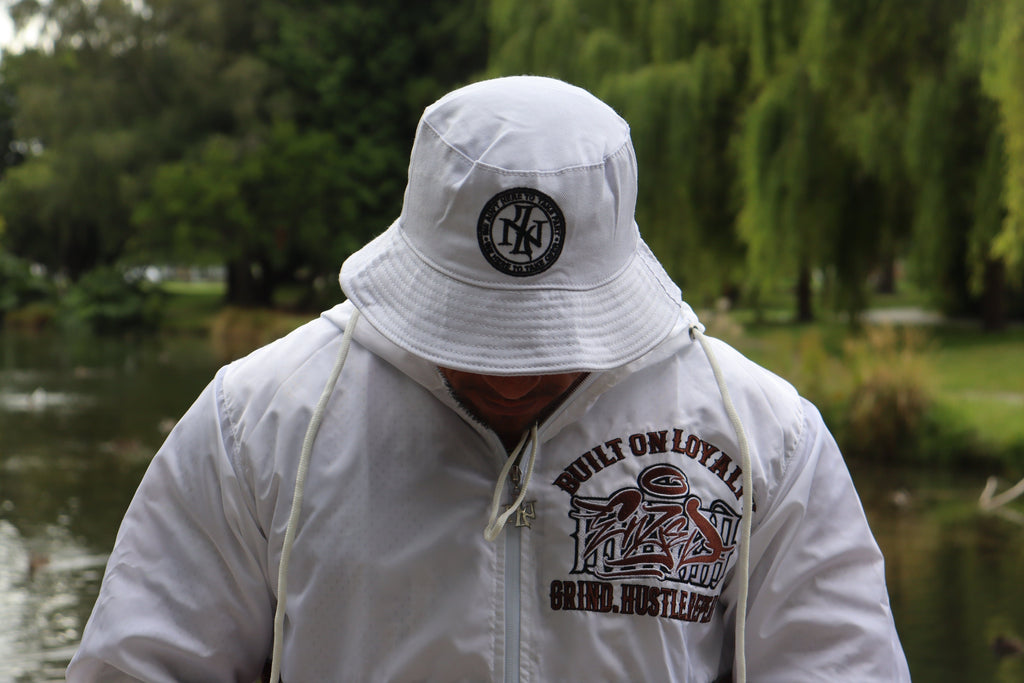 ENZED Bucket Hat – White | Premium NZ Streetwear Cotton Hat with Drawstring