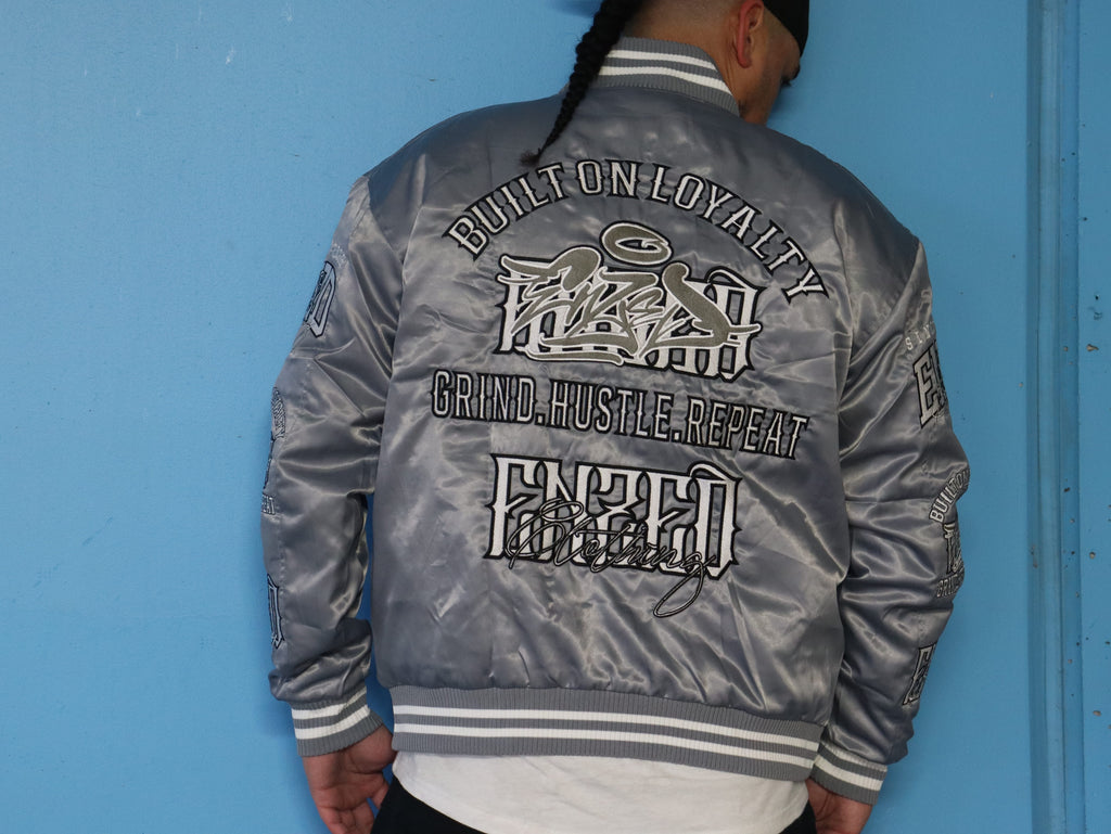 ENZED TAKEOVER Silver Premium Satin Bomber Jacket | Streetwear NZ