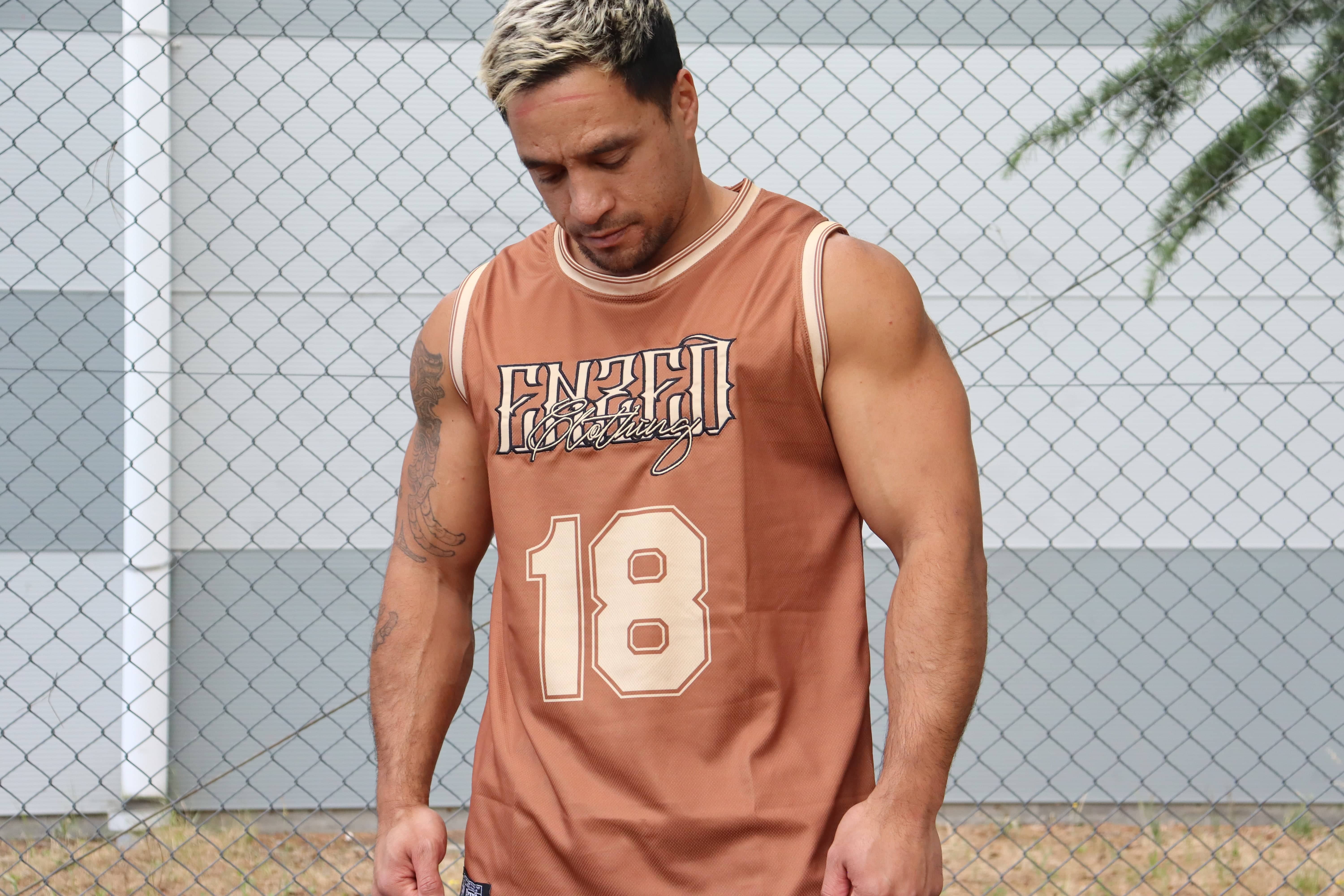 ENZED Heavyweight Basketball Singlet – Brown | Premium NZ