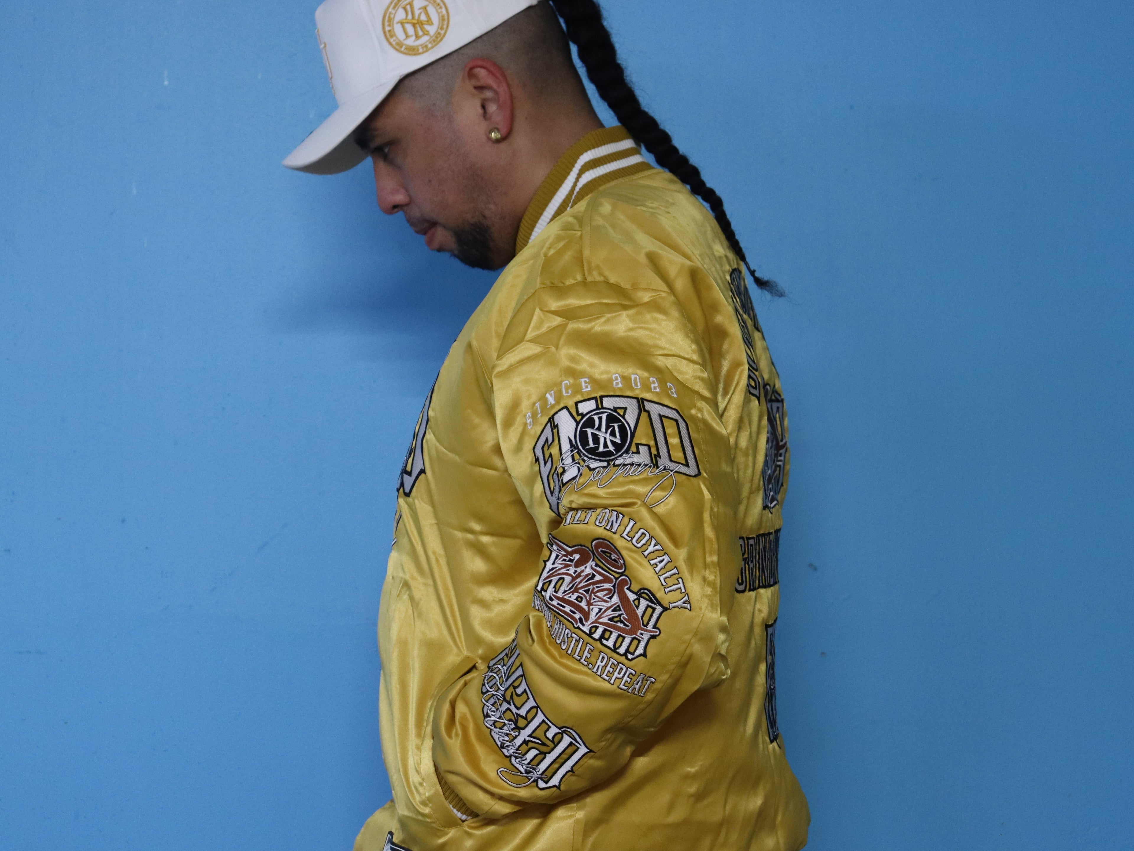 ENZED TAKEOVER Gold Premium Satin Bomber Jacket
