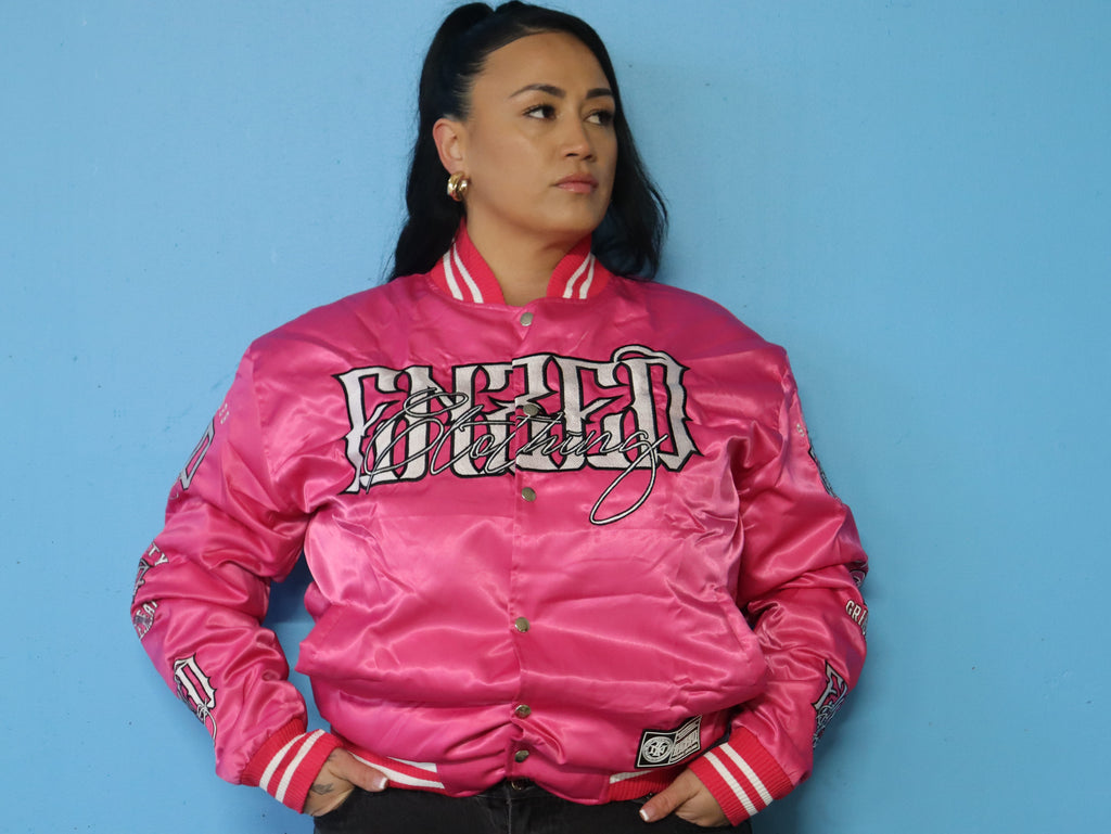 ENZED TAKEOVER Pink Premium Satin Bomber Jacket | Streetwear NZ