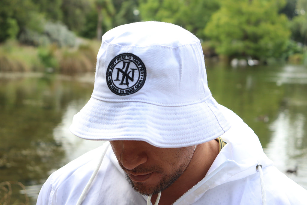 ENZED Bucket Hat – White | Premium NZ Streetwear Cotton Hat with Drawstring