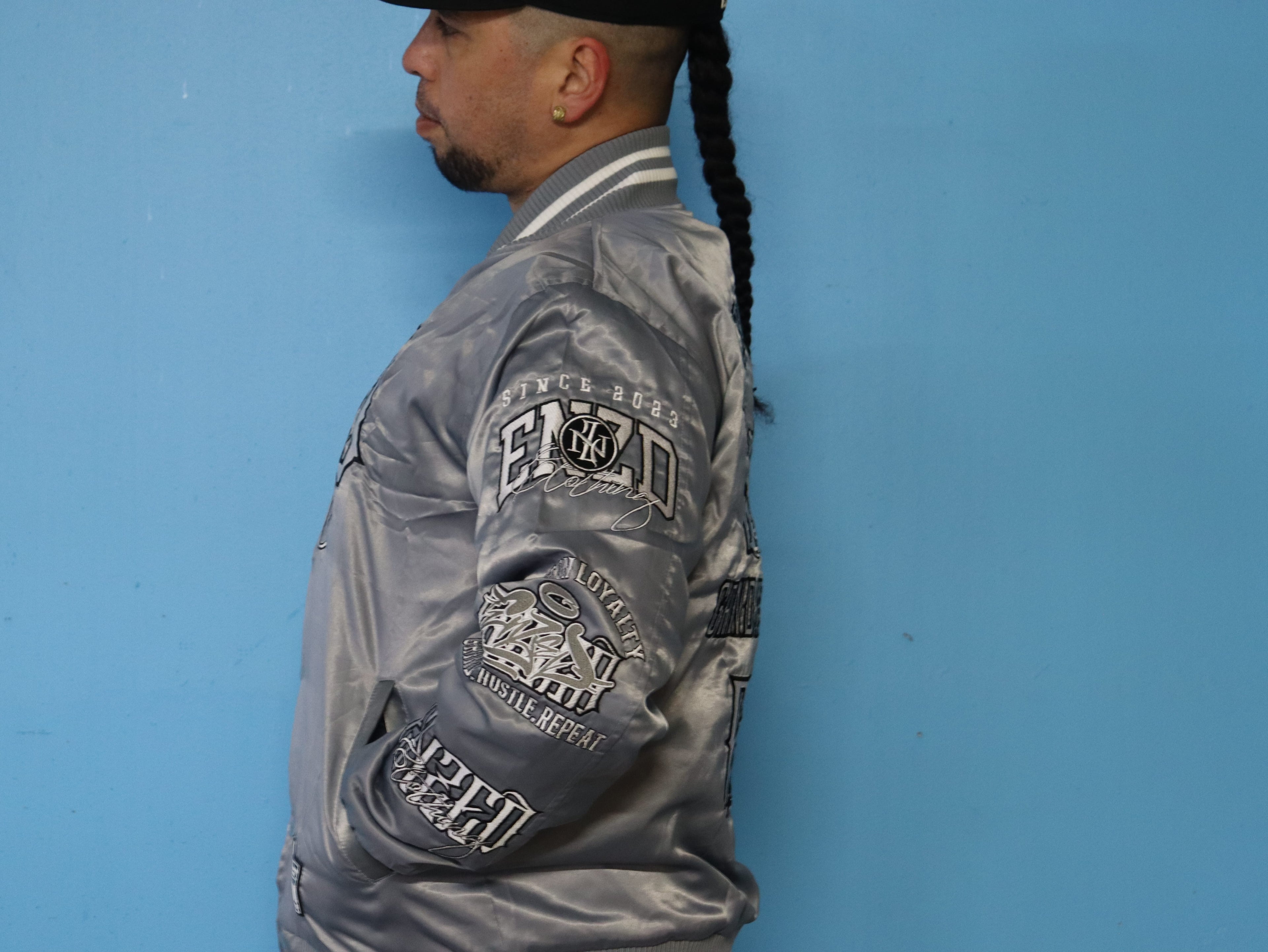 ENZED TAKEOVER Silver Premium Satin Bomber Jacket | Streetwear NZ