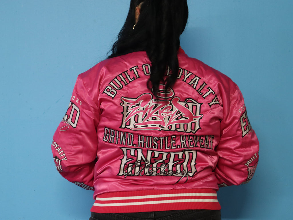 ENZED TAKEOVER Pink Premium Satin Bomber Jacket | Streetwear NZ