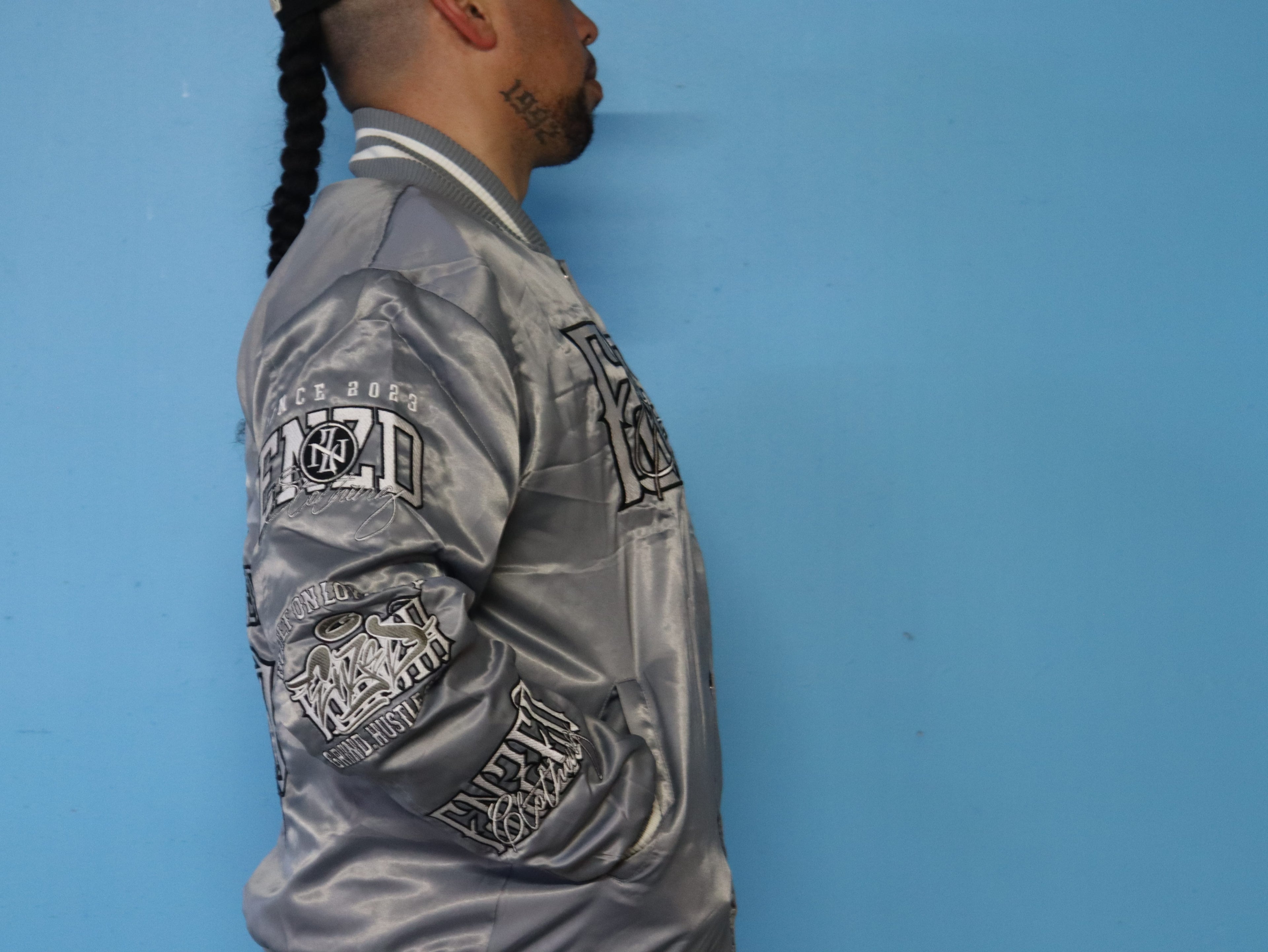 ENZED TAKEOVER Silver Premium Satin Bomber Jacket | Streetwear NZ
