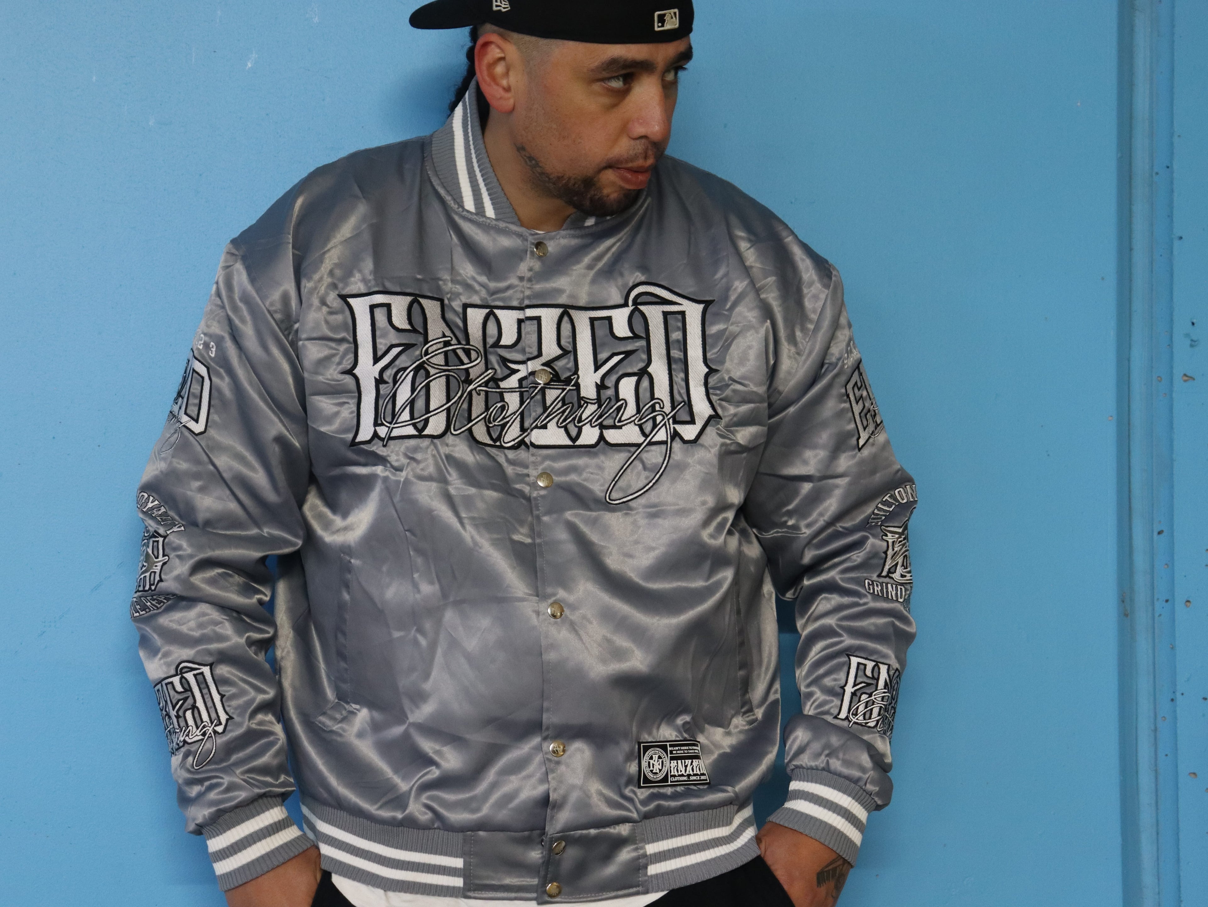 ENZED TAKEOVER Silver Premium Satin Bomber Jacket | Streetwear NZ