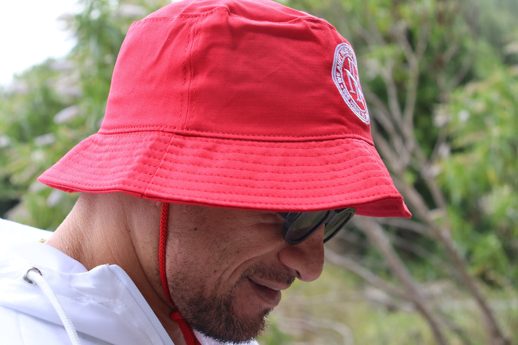 ENZED Bucket Hat – Red | Premium NZ Streetwear Cotton Hat with Drawstring