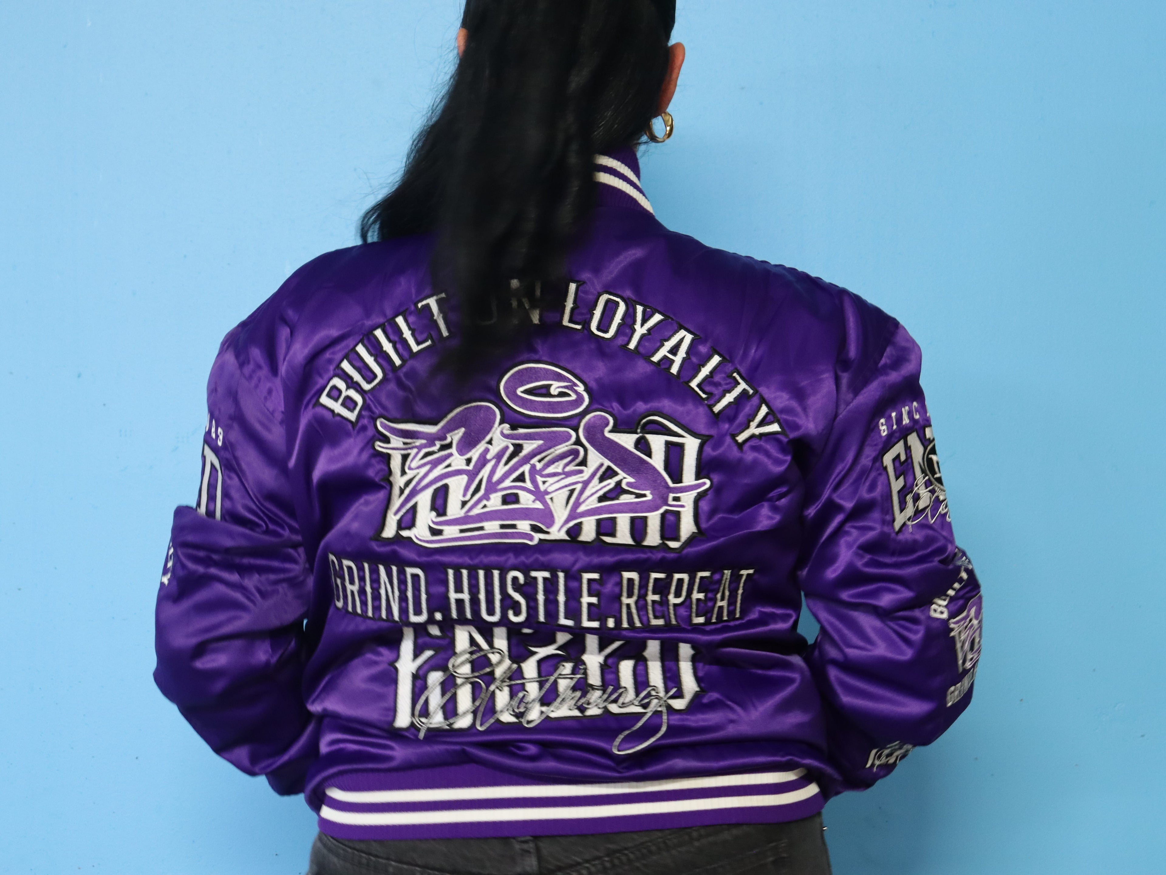 ENZED TAKEOVER Purple Premium Satin Bomber Jacket | Streetwear NZ