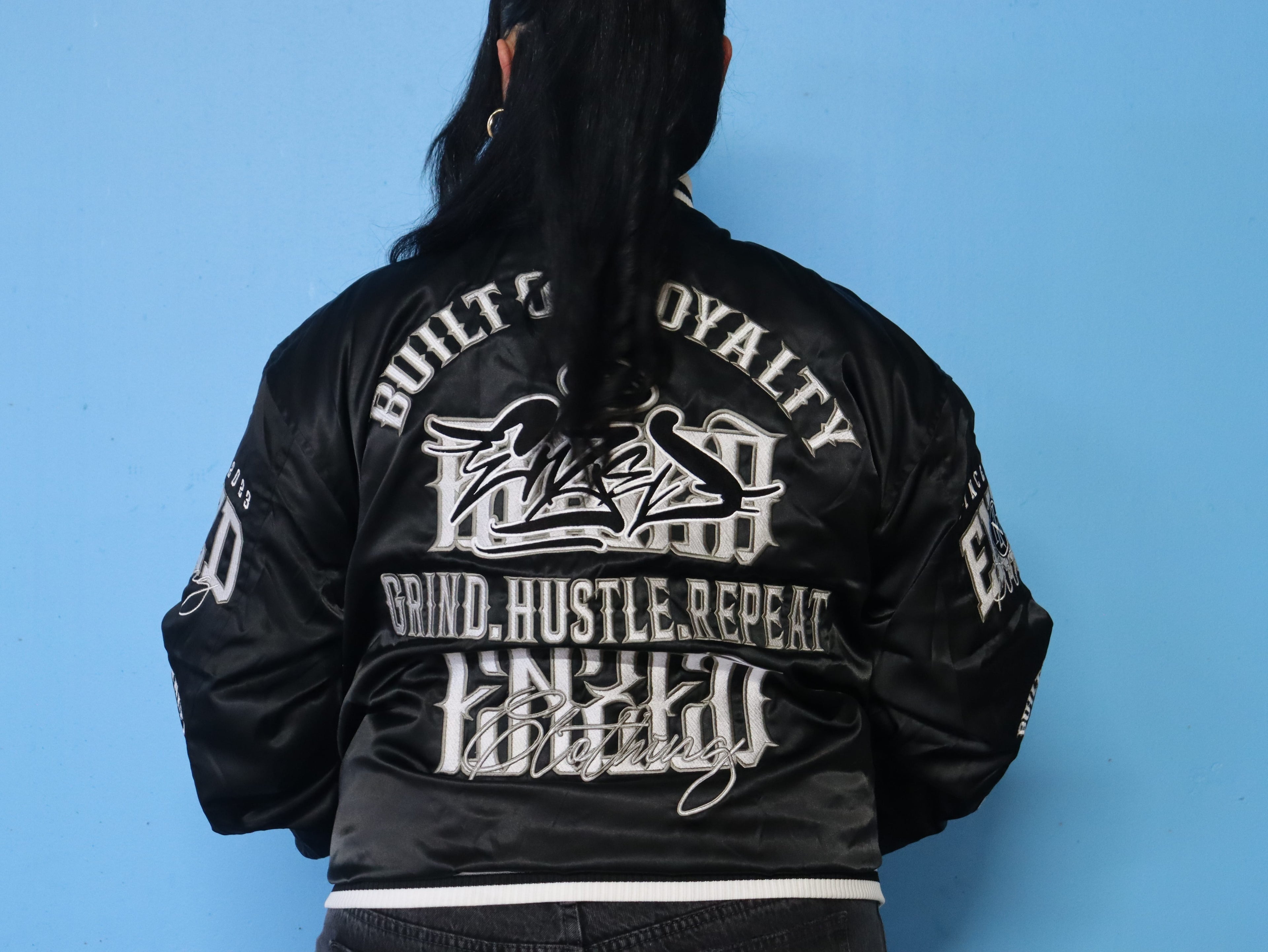 ENZED TAKEOVER Black Premium Satin Bomber Jacket