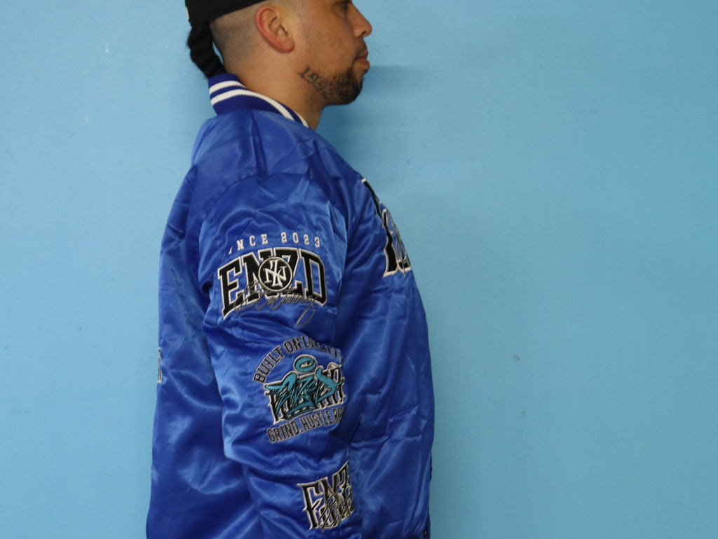 ENZED TAKEOVER Royal Blue Premium Satin Bomber Jacket | Streetwear NZ