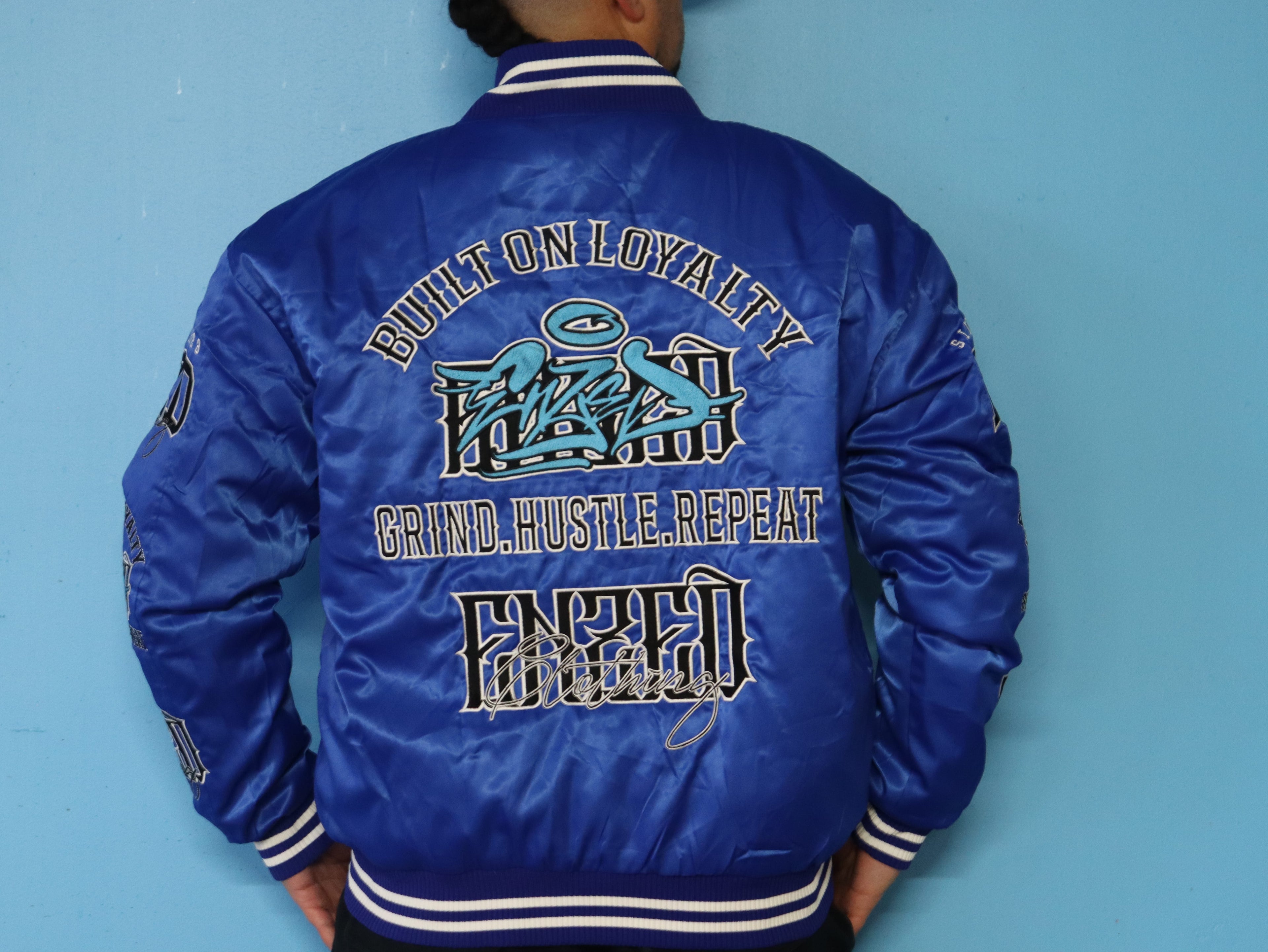 ENZED TAKEOVER Royal Blue Premium Satin Bomber Jacket | Streetwear NZ