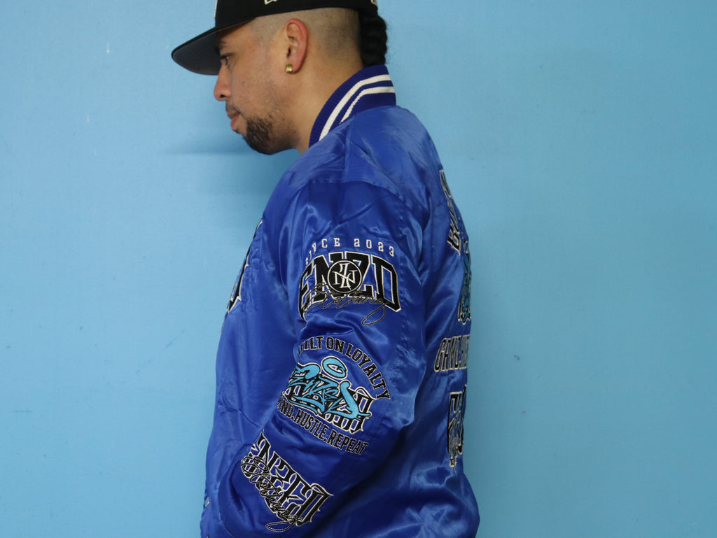 ENZED TAKEOVER Royal Blue Premium Satin Bomber Jacket | Streetwear NZ