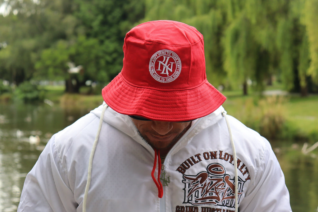 ENZED Bucket Hat – Red | Premium NZ Streetwear Cotton Hat with Drawstring