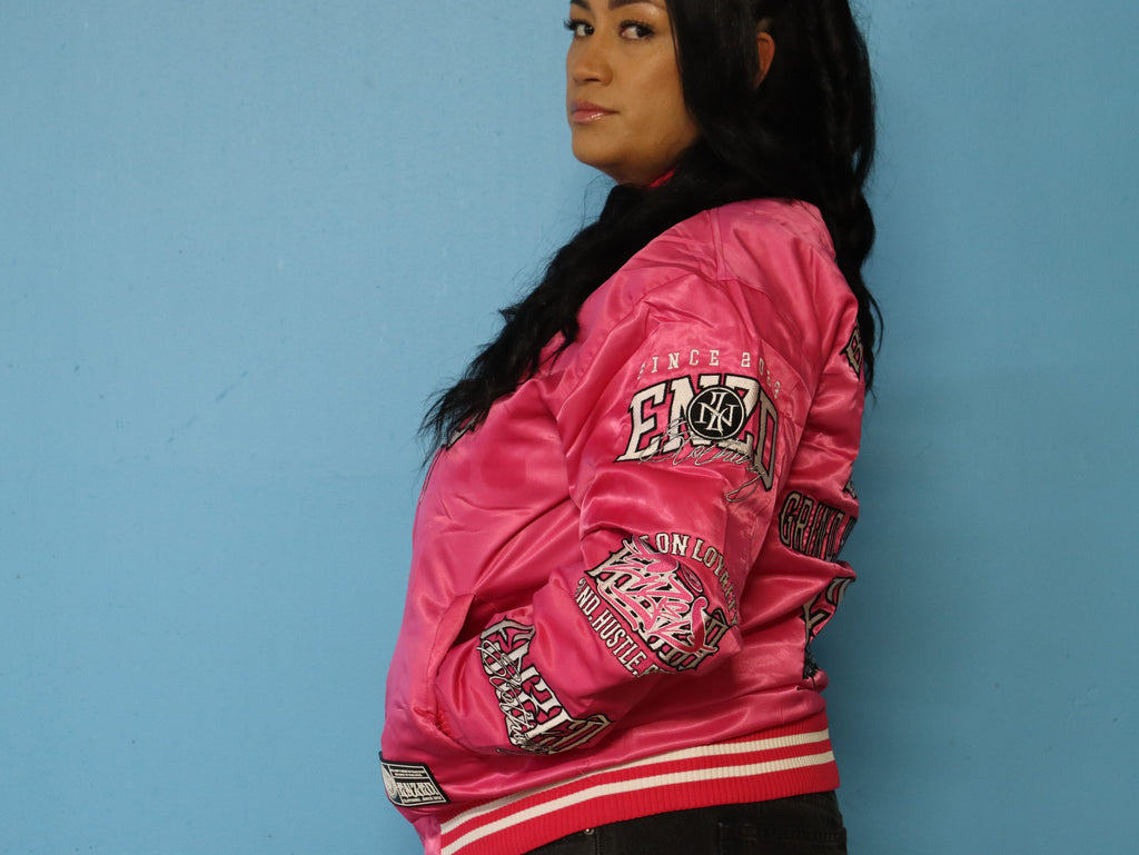 ENZED TAKEOVER Pink Premium Satin Bomber Jacket | Streetwear NZ