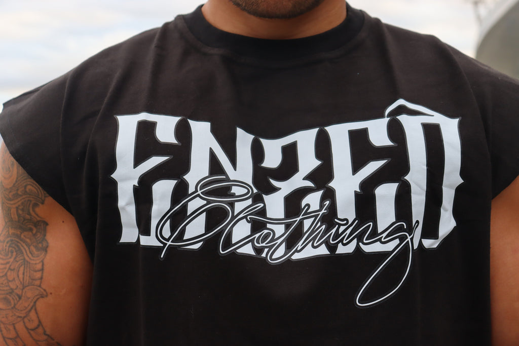 ENZED Heavyweight Gym Singlet – Black | Premium NZ Streetwear Cotton Tank (400 GSM Oversized Fit)