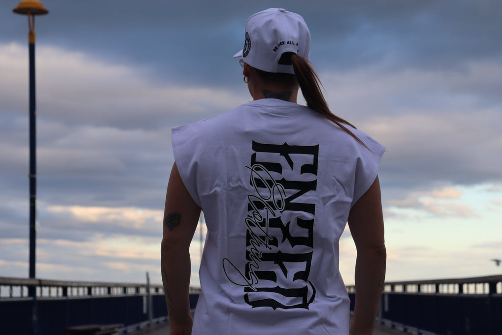 ENZED Heavyweight Gym Singlet – White | Premium NZ Streetwear Cotton Tank (400 GSM Oversized Fit)